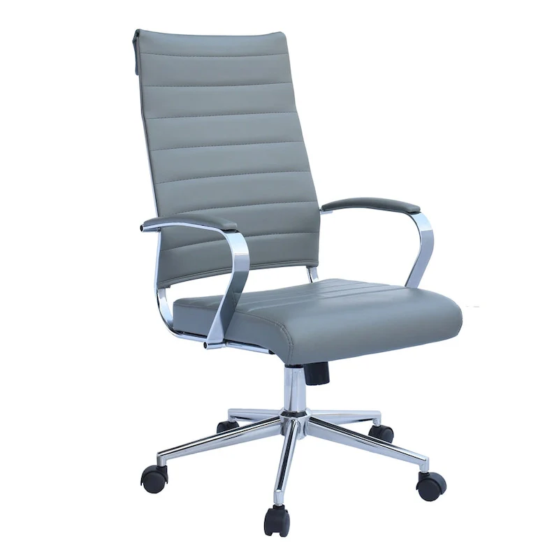 Modern High Back Office Chair Ribbed PU Leather Manager Tilt Conference Room Computer Desk Boss Task Executive Boss