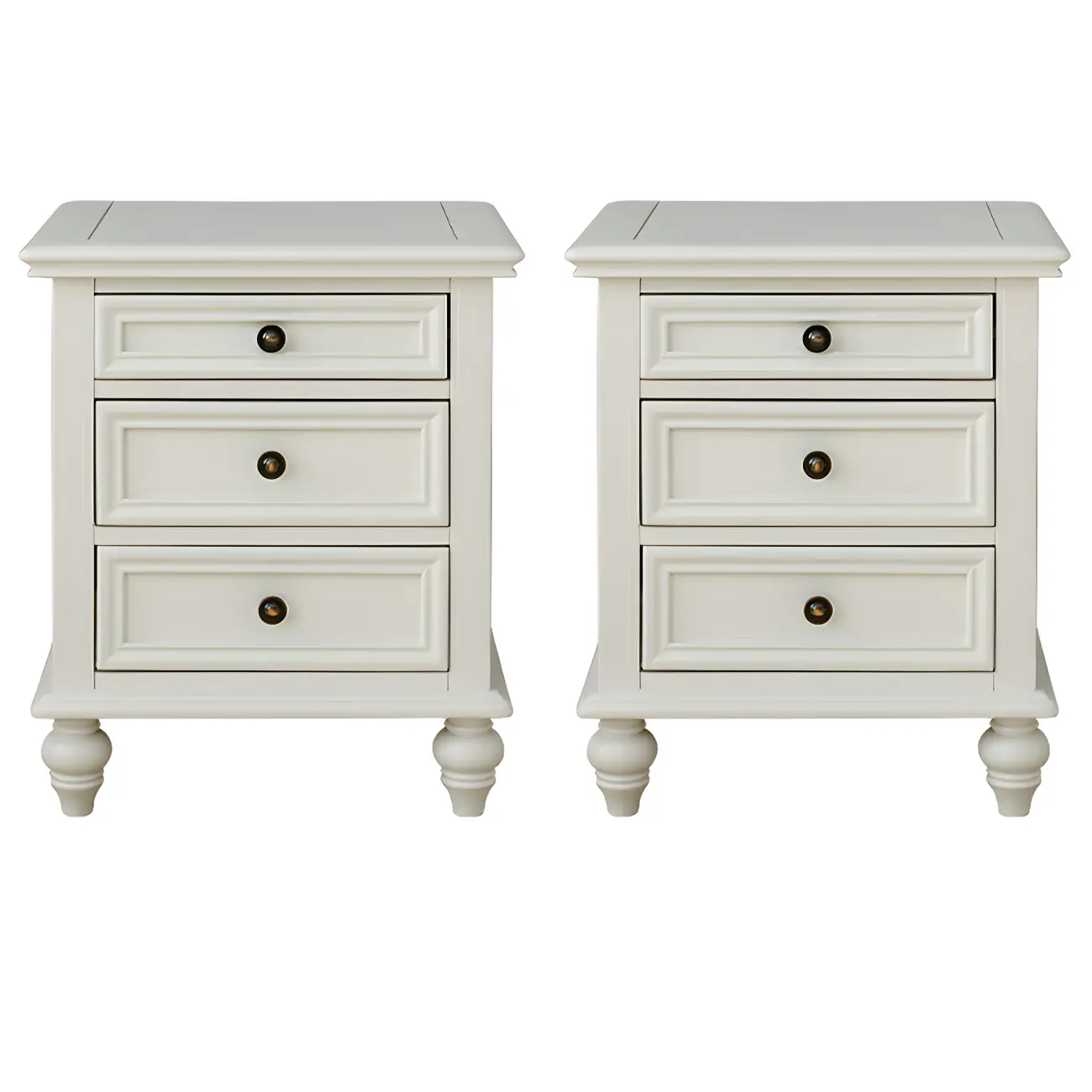 Compact Dark Walnut 3-Drawer Wood Nightstand