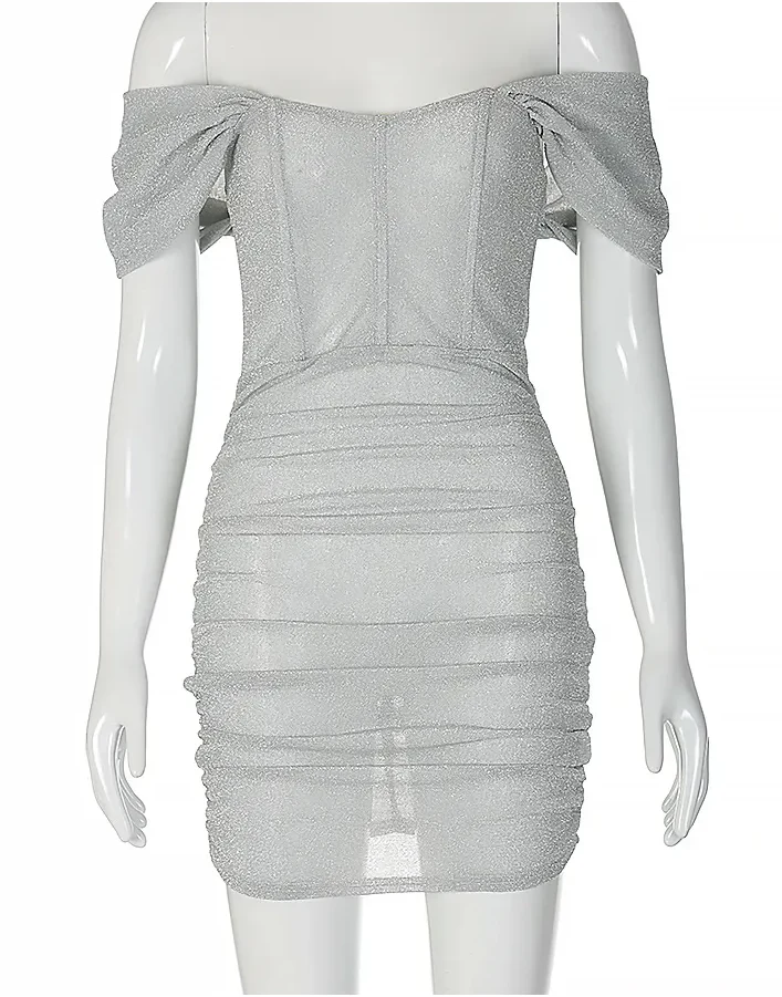 Women See Through Mesh Sexy Dresses Sleeveless Strapless Bodycon Mini Vestido Fashion Elegant Sheath Club Party New Autumn - Deanwangkt