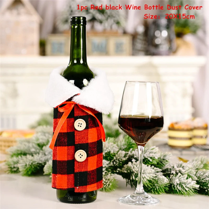 HULIANFU   Xmas Wine Bottle Dust Cover Noel Navidad Christmas Decoration for Home Dinner Decor Christmas Gift Tree Ornament New Year 2026 - Deanwangkt