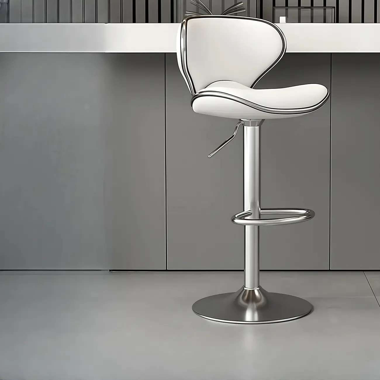 Leather Cushioned Saddle Swivel Adjustable Bar Stool