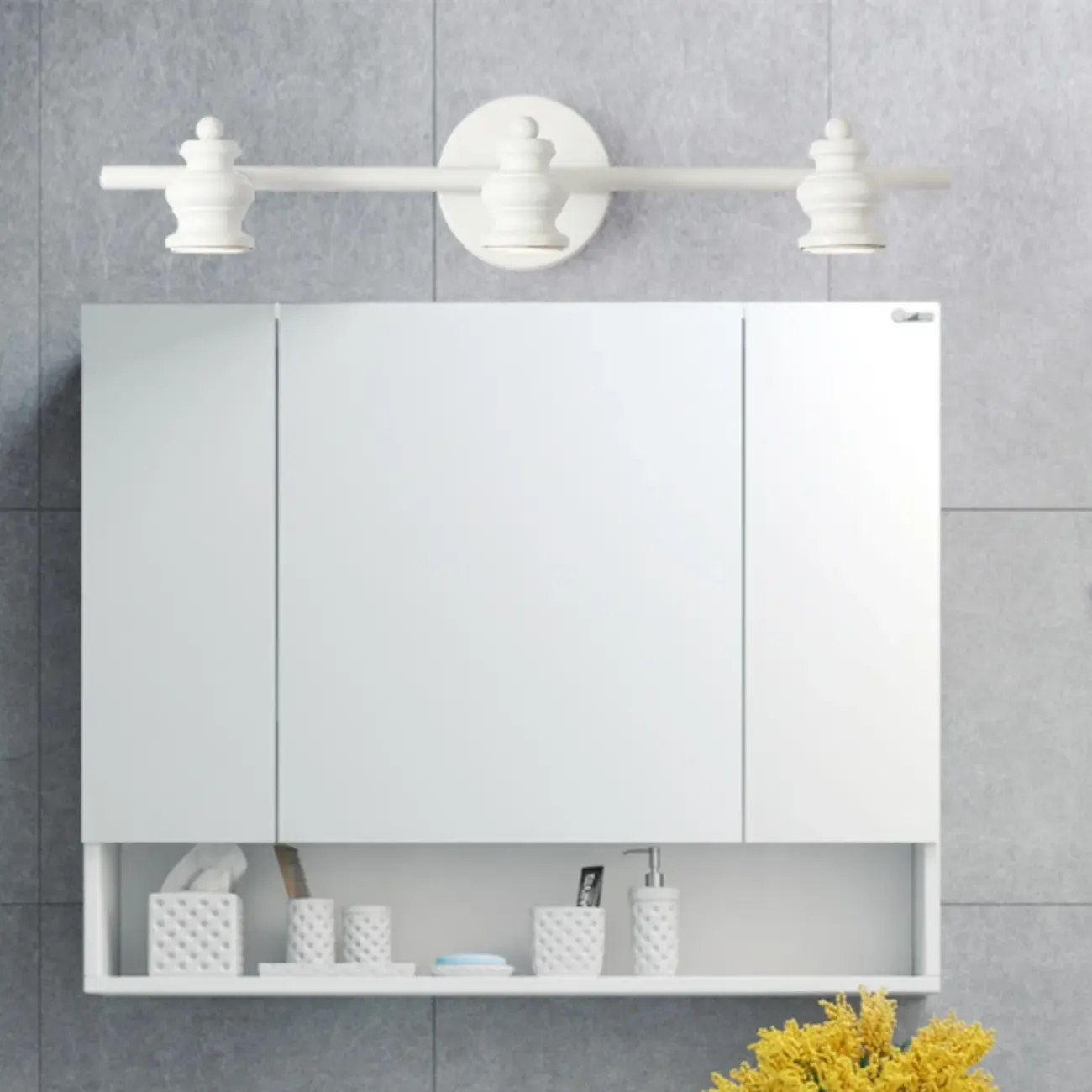 Large 4-Light Straight Metal Bathroom Vanity Lights