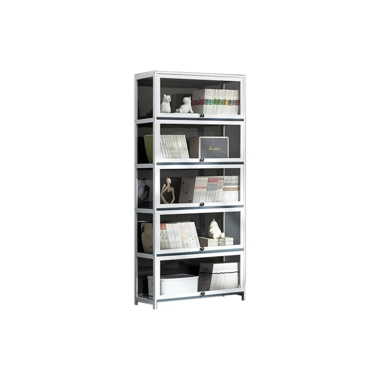 Modern White Bamboo Flip-Up Glass Display Cabinet