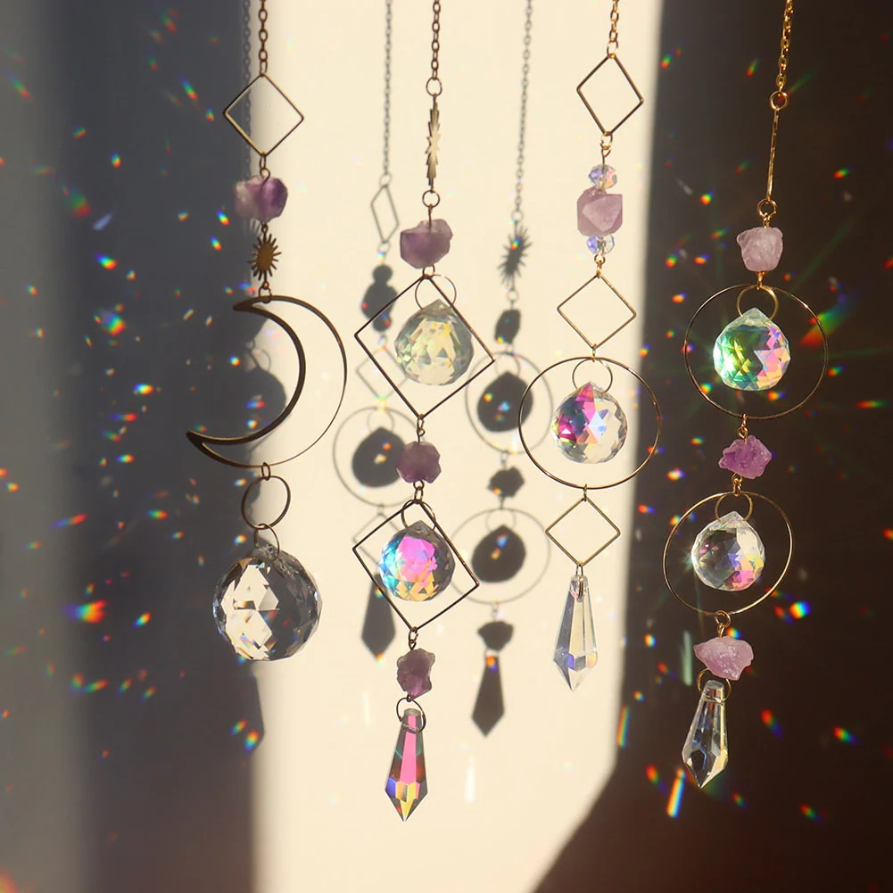 HULIANFU Prism Suncatcher,Hanging Window Crystals,Rainbow Light Catcher,Crystal Sun 50mm Catcher,Summer Gift,Octagon Beads - Deanwangkt