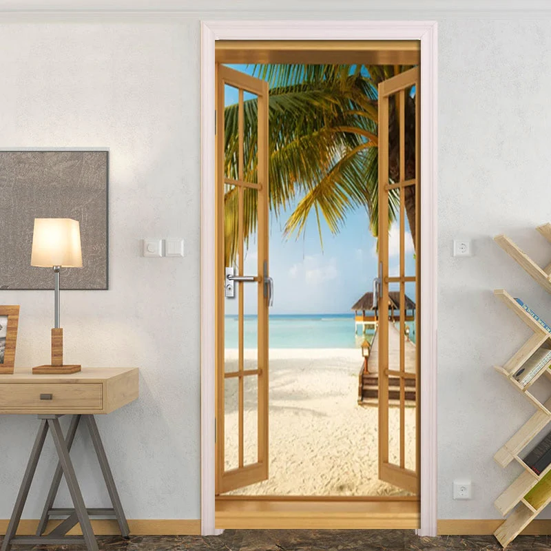 HULIANFU 2026  PVC Self-Adhesive Waterproof Door Sticker Modern 3D Abstract Line Mural Wallpaper Living Room Study Home Decor Art Door Poster - Deanwangkt