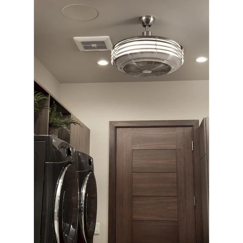 Sanford 24  Enclosed Indoor Outdoor Ceiling Fan with LED Light - 15.580  x 26.120  x 26.120