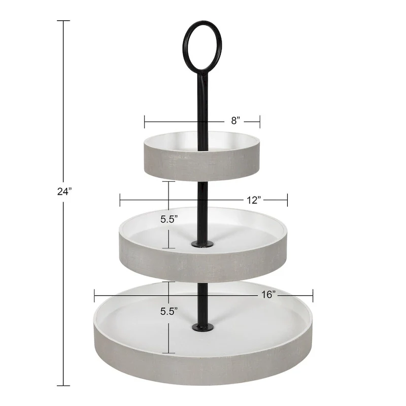 Kate and Laurel Woodmont 3 Tiered Wood Tray - 3 Tier