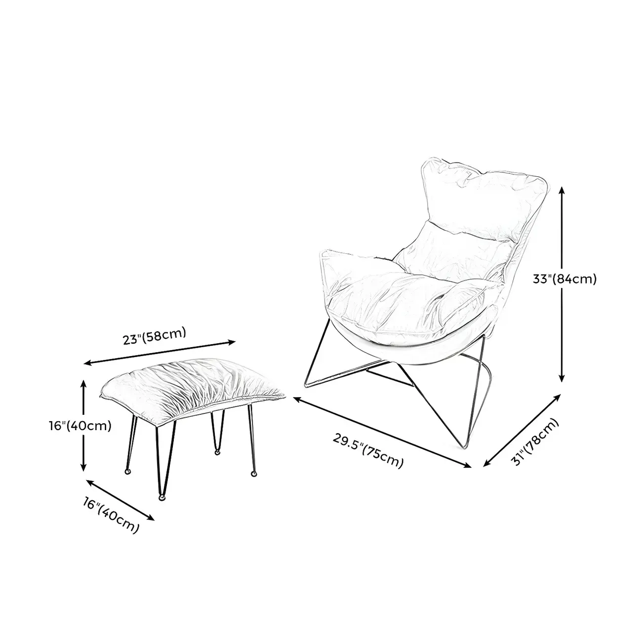 Modern Fabric Accent Chair with Pillow Back