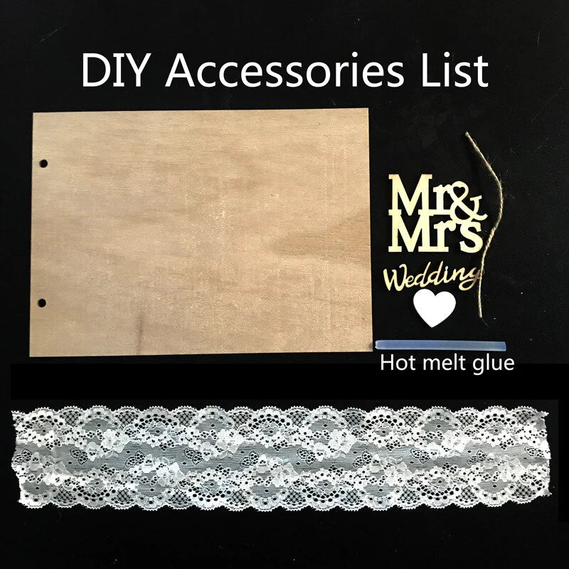 HULIANFU New Wooden Wedding Guestbook Reception Book Sign-in Book Personalized Mr. and Mrs. Photo Frame Wedding Decoration Supplies - Deanwangkt