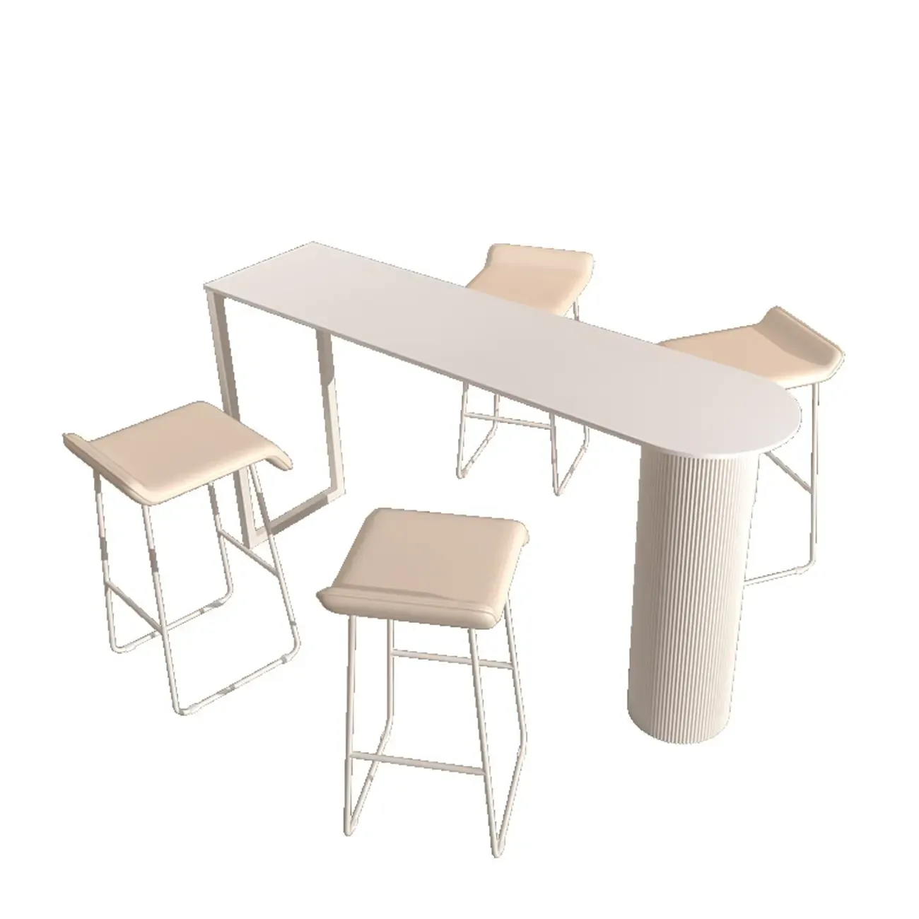 Modern White Slate Asymmetrical Bar Tables