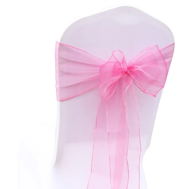 HULIANFU Wedding Decoration Organza Chair Sashes Bow For Party Christmas Halloween hotel Chair Decoration Supplies(Pack of 50pcs  pink) - Deanwangkt