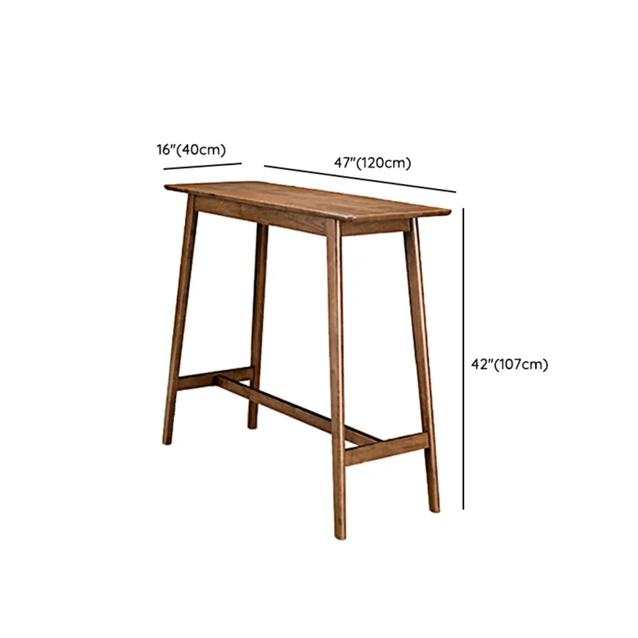 Scandinavian Brown Wooden Rubberwood Footrest Bar Tables