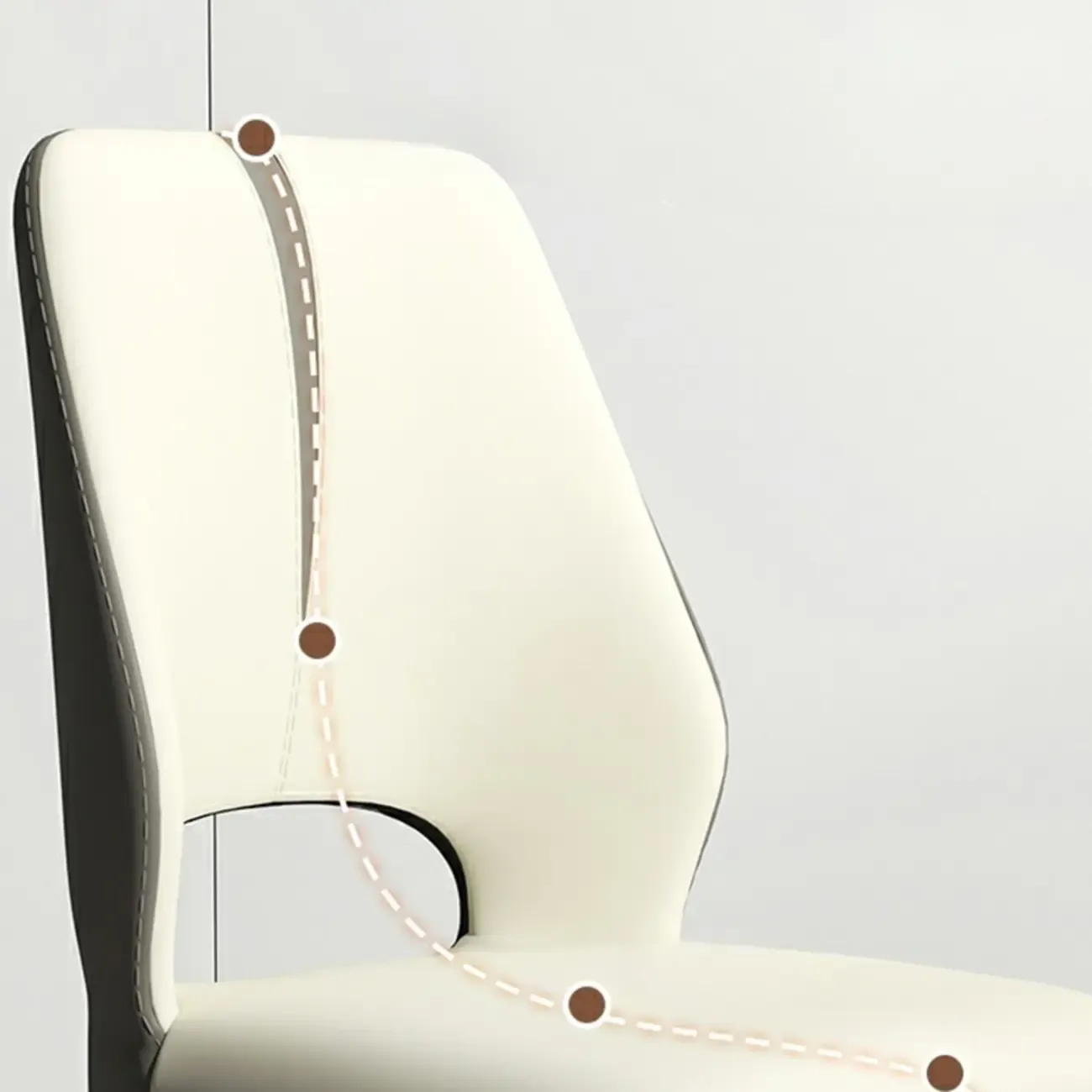 Faux Leather Wingback Metal Legs Dining Chairs