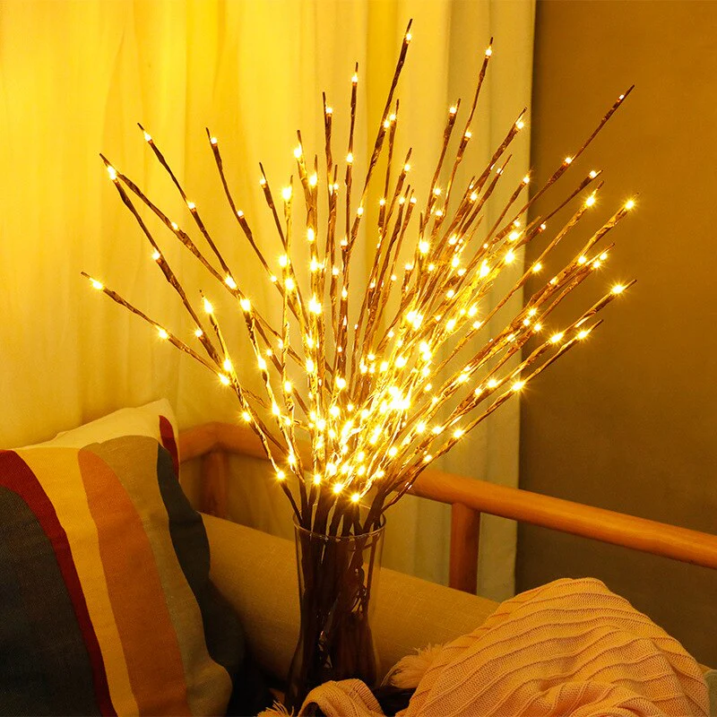 HULIANFU The Light Garden Floral LED Willow Branch Lamp Battery-Operated 20 Bulbs For Home Christmas Party Garden Decoration - Deanwangkt