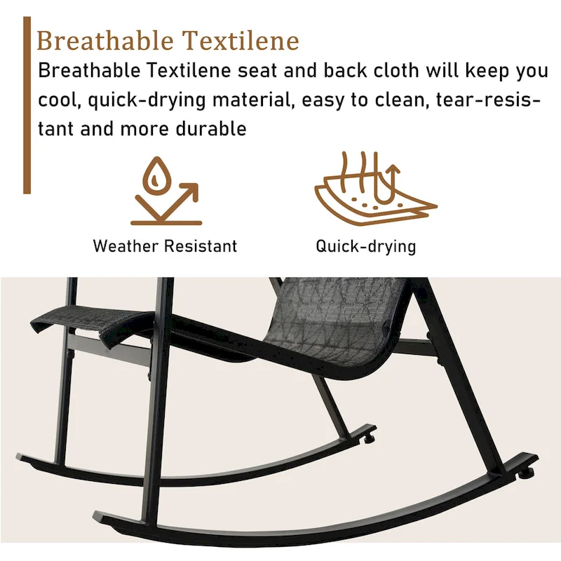 Single Iron Frame Removable Teslin Rocking Chair