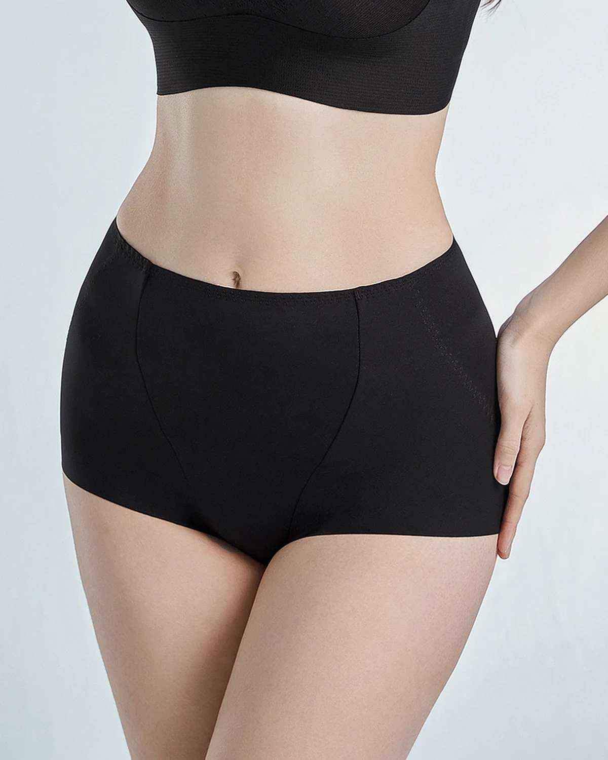 double-layer seamless tummy-control hip-lifting women's panties 2-pack, high-waist soft-stretch cotton-crotch comfortable breathable briefs