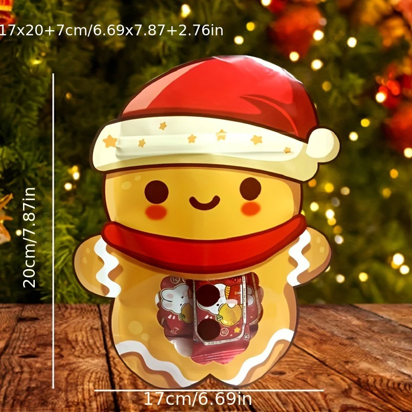 Christmas Treat Bags Set - 25/50pcs Cute Cartoon Self-Sealing Gift Bags for Snacks, Candy & Cookies - Perfect for Holiday Parties & Baking Essentials - Deanwangkt