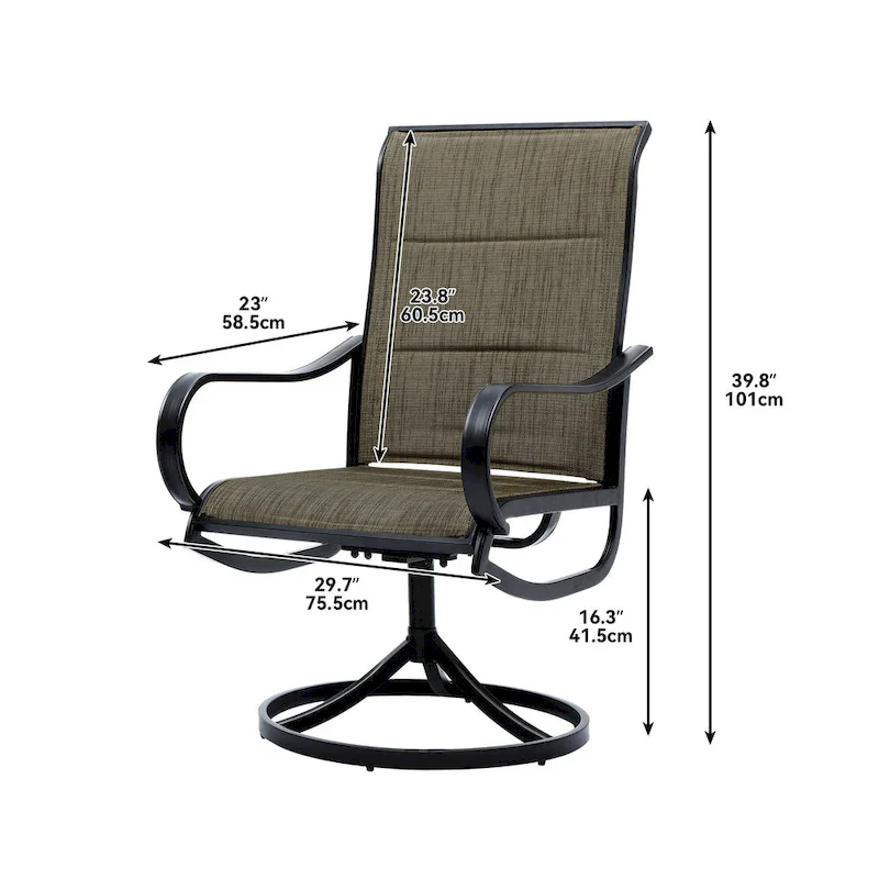 Patio Dining Set with 23 W Upholstered Swivel Chairs and Table