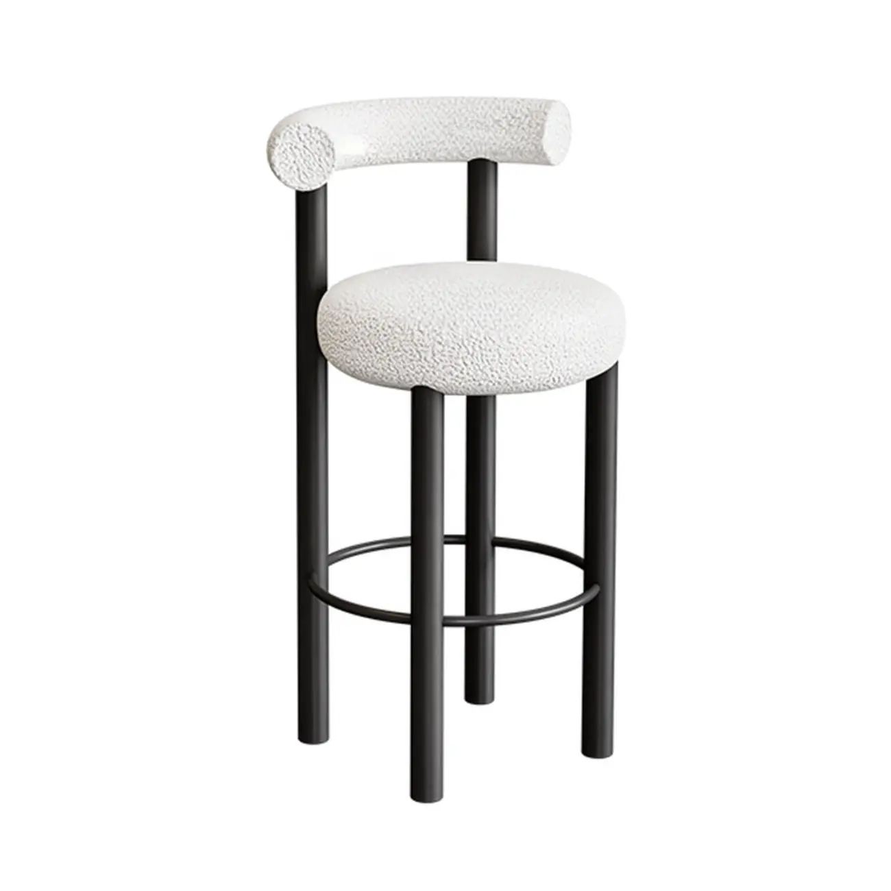 Modern Black Round Upholstered Bar Stool