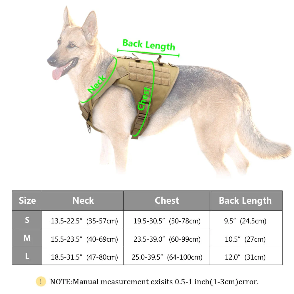 HULIANFU Tactical Dog Harness Pet Military Training Dog Vest German Shepherd Dog Harness Molle Vest For Medium Large Dogs - Deanwangkt