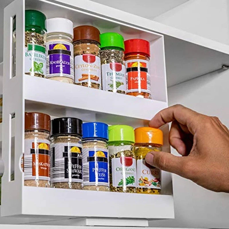 HULIANFU Rotating Storage Rack Kitchen Organizer Spice Storage Rack Cabinet Holder Multifunctional Makeup Storage Bathroom Trolley - Deanwangkt