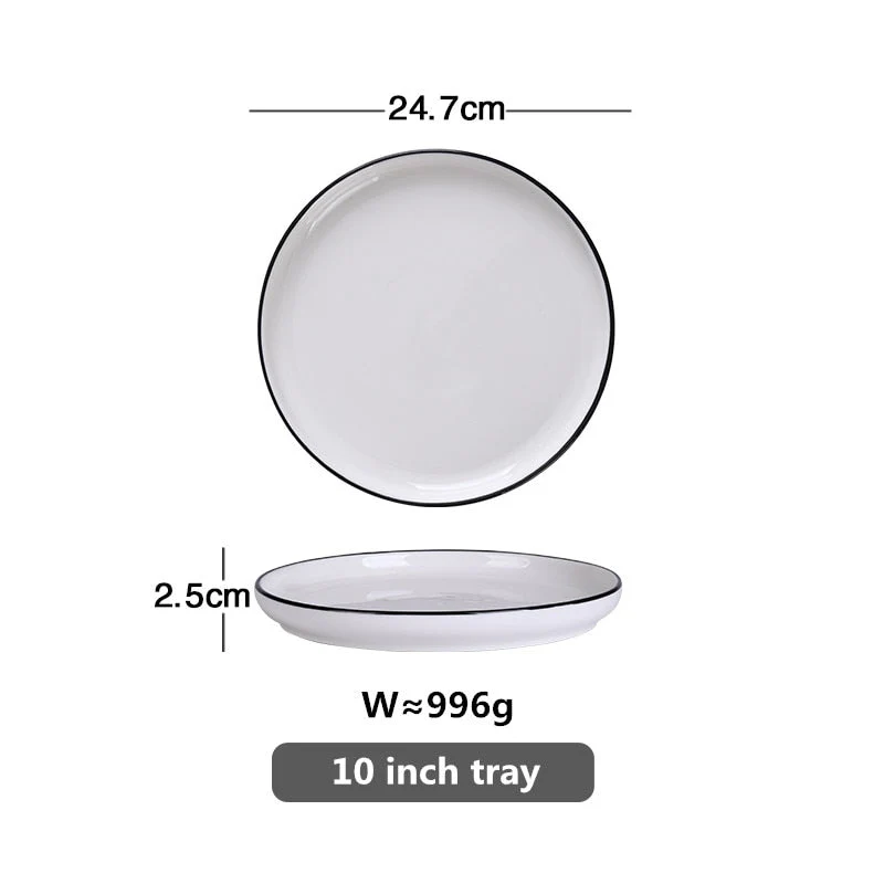 HULIANFU White Dinner Plate Set Ceramic Kitchen Plate Tableware Set Food Dishes Rice Salad Noodles Bowl Soup Kitchen Cook Tool 1pc - Deanwangkt