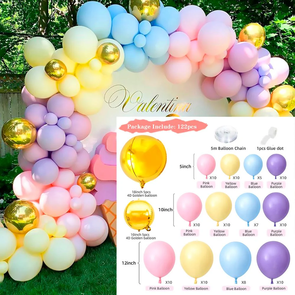 HULIANFU QIFU Macaron Balloons Garland Latex Ballons Arch Happy Birthday Party Decor Kids Adult Wedding Baloon Chain Baby Shower Balon - Deanwangkt