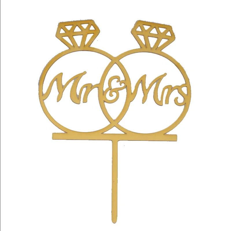 HULIANFU Wedding Cake Topper Acrylic Bride to be Cake Decorations Mariage Anniversary Birthday Party Baking Dessert Cake Top Flag Cupcake - Deanwangkt