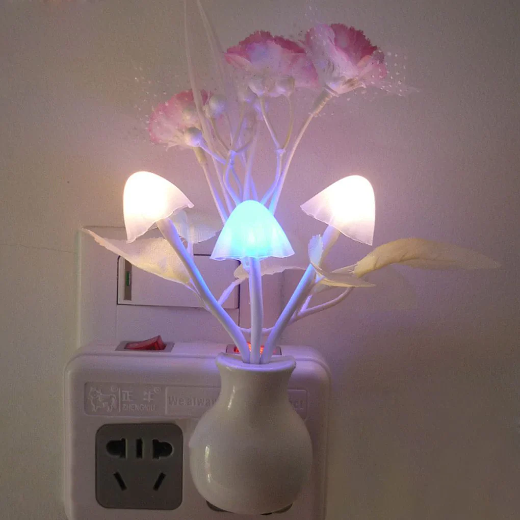 HULIANFU Novelty Night Light US Plug Induction Dream Mushroom Fungus Luminaria Lamp 220V 3 LED Mushroom Lamp led night lights - Deanwangkt