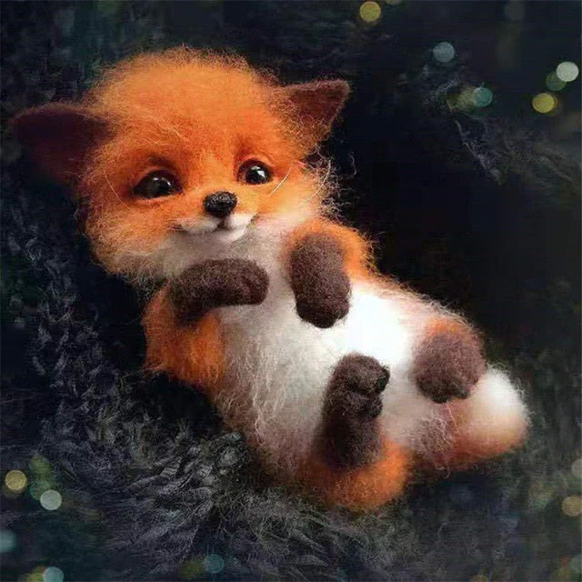 HULIANFU Non finished Handcrafted Pocket Animal Pet Doll Toy Wool Needle Felting Kit Dog Cat Fox Rabbit фетр для рукоделия фетр fieltro - Deanwangkt