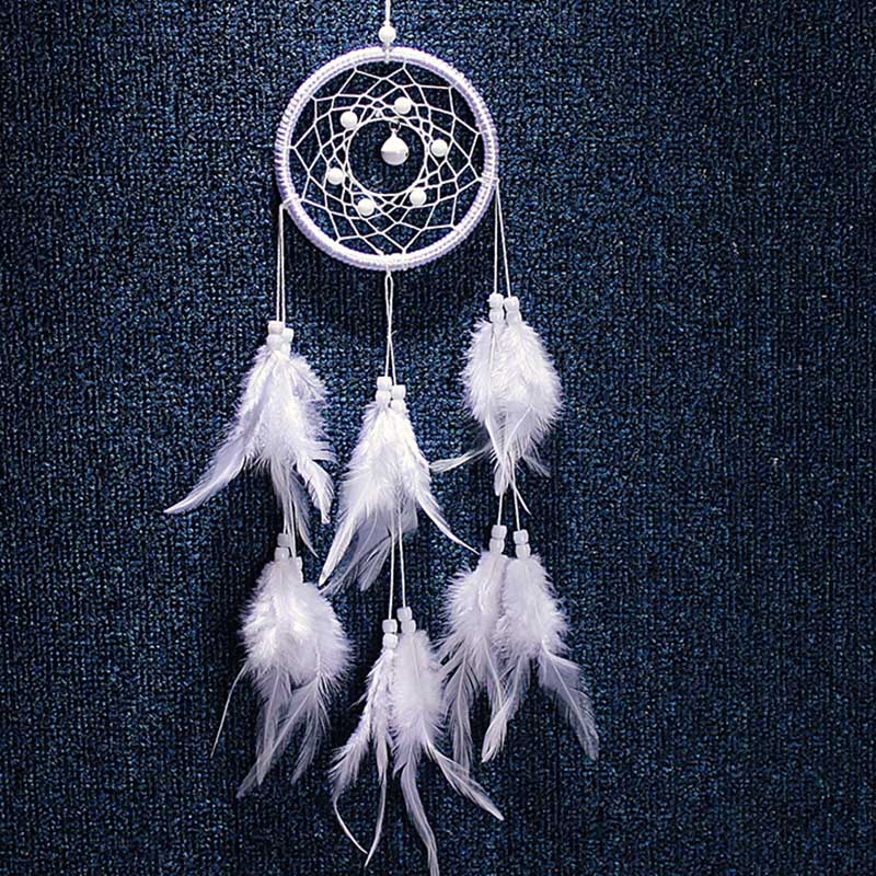 HULIANFU Original silver gray dream catcher 2 ring Indian feather hanging art gifts to bestie friends creative valentine's day gifts - Deanwangkt