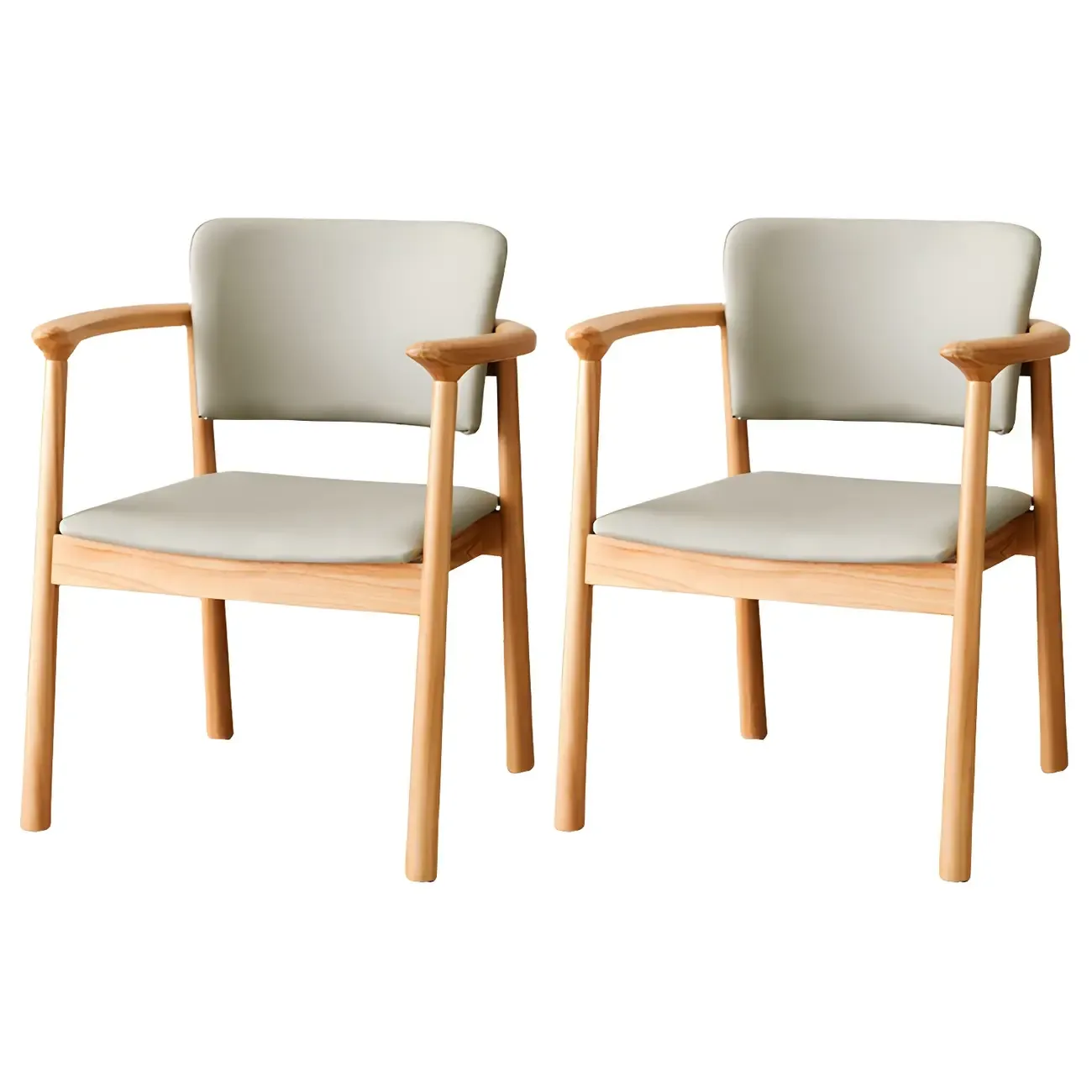 Modern Upholstered Rubberwood Arm Dining Chair Set of 2
