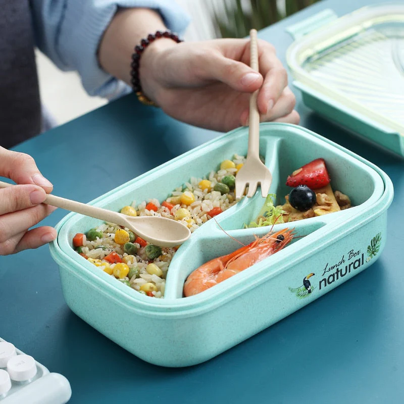 HULIANFU TUUTH Microwave Lunch Box Wheat Straw Bento Box 750ML BPA Free Food Storage Container with Soup Cup - Deanwangkt