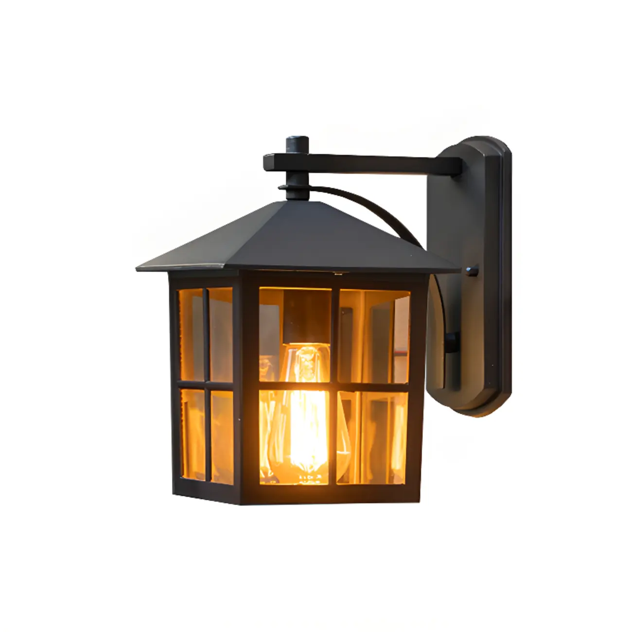 Modern Retro Black Glass LED Outdoor Wall Sconce in Geometric