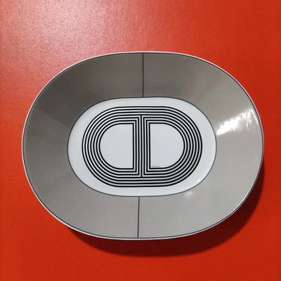 HULIANFU Runway Style Bone China Snack Plate Ceramic European Style Western Condiment Dish Tableware Set Oval Shaped Rallye Plates - Deanwangkt