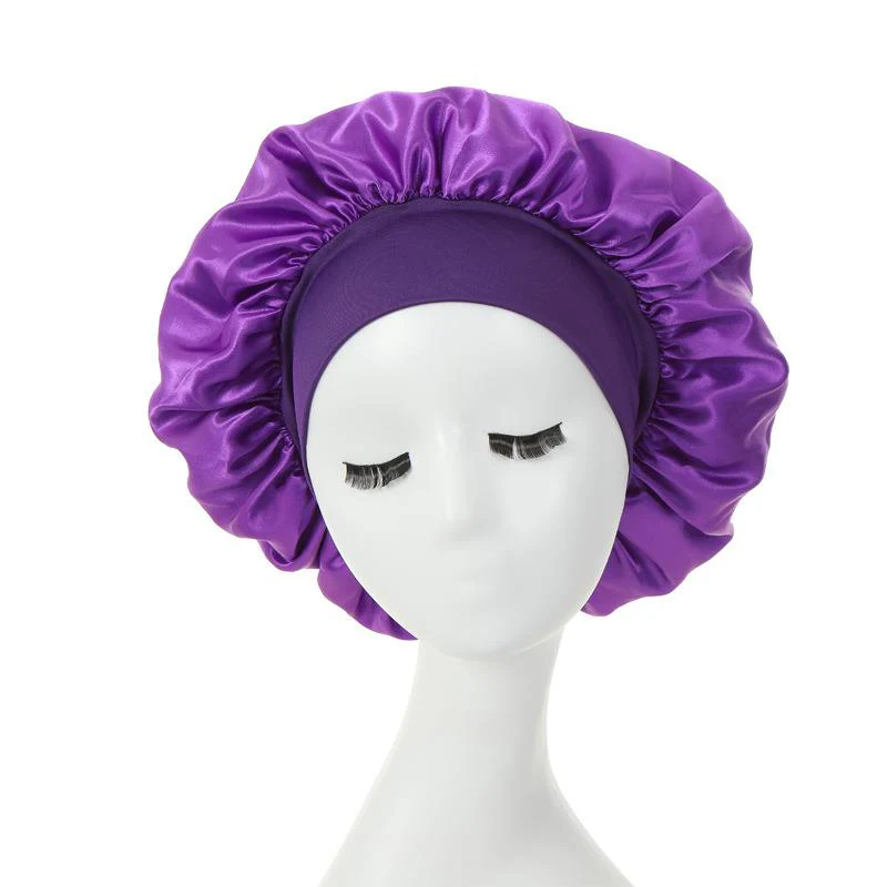 HULIANFU Women Night Sleep Hair Caps Silky Bonnet Satin Double Layer Adjust Head Cover Hat For Curly Springy Hair Styling Accessories - Deanwangkt