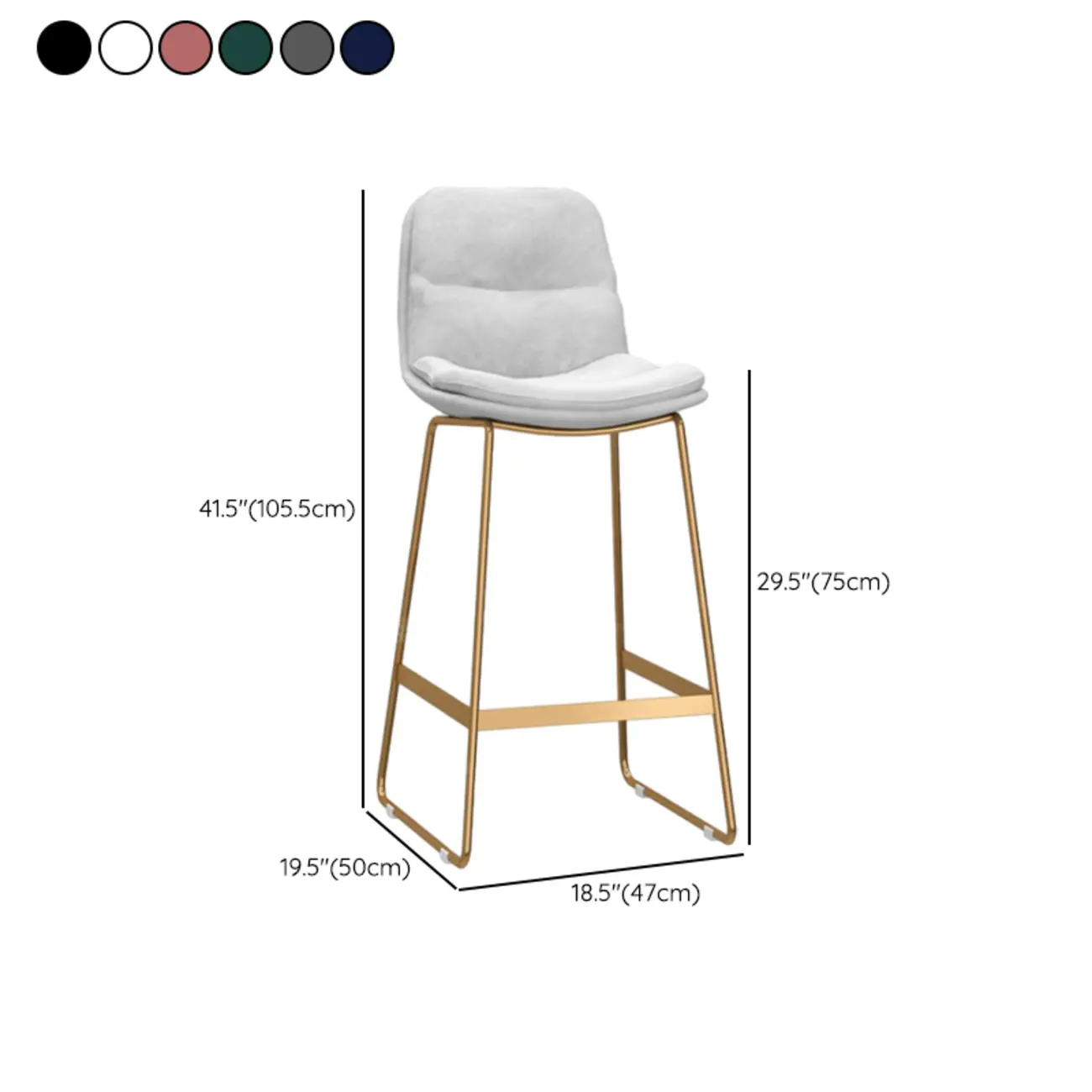 Glam Sled Upholstered Fabric Counter Height Bar Stools