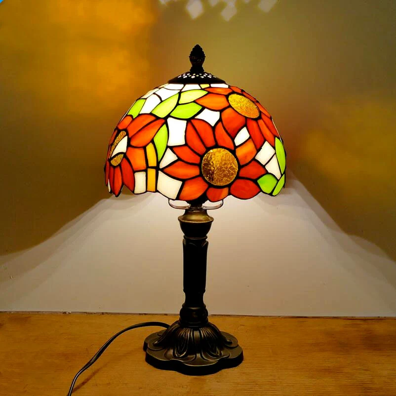 HULIANFU 2026  Mediterranean Style Restaurant Bar Cafe LED Vintage Desk Lamp Bedside Colorful Glass Table Lamps Nightstand Light Bedroom Lamp - Deanwangkt