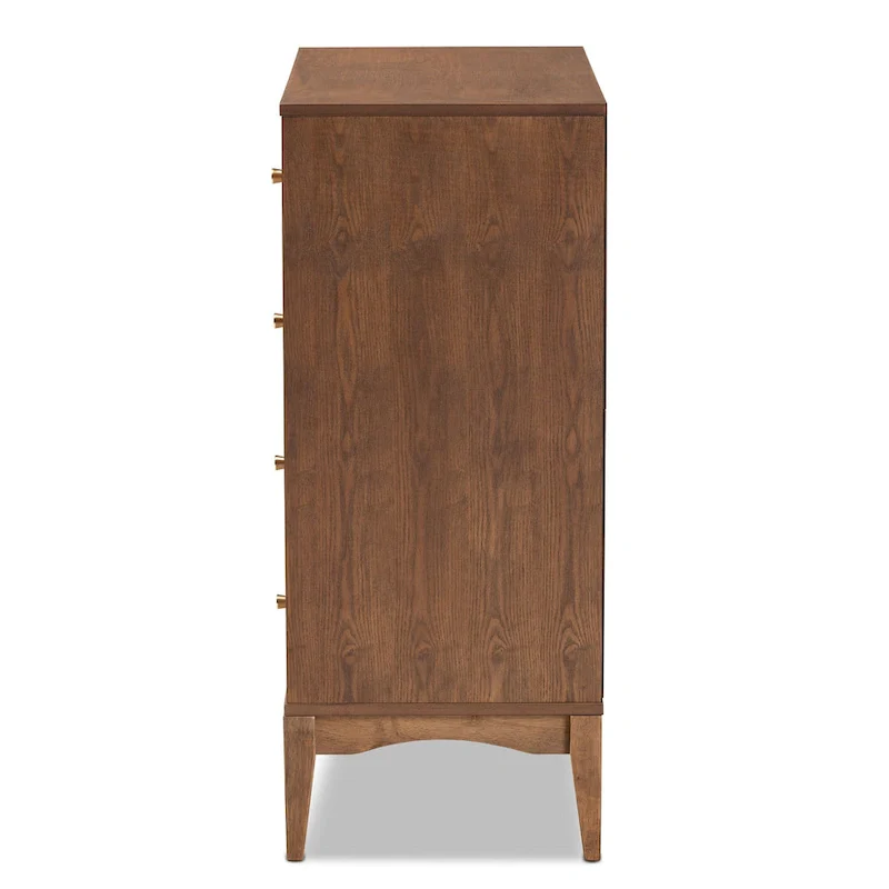 Landis Mid-Century Modern Ash Walnut Finished Wood 4-Drawer Chest