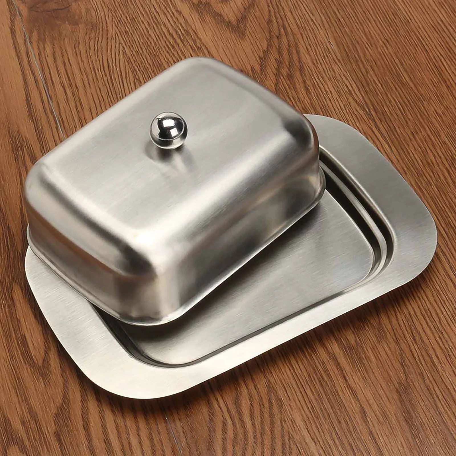 HULIANFU Stainless Steel Butter Dish Box Container Cheese Server Storage Keeper Tray With Lid Fresh Keeping Container Kitchen Dinnerware - Deanwangkt