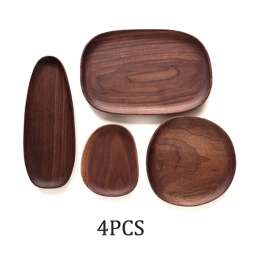 HULIANFU Whole Wood lovesickness Wood Irregular Oval Solid Wood Pan Plate Fruit Dishes Saucer Tea Tray Dessert Dinner Plate Tableware Set - Deanwangkt