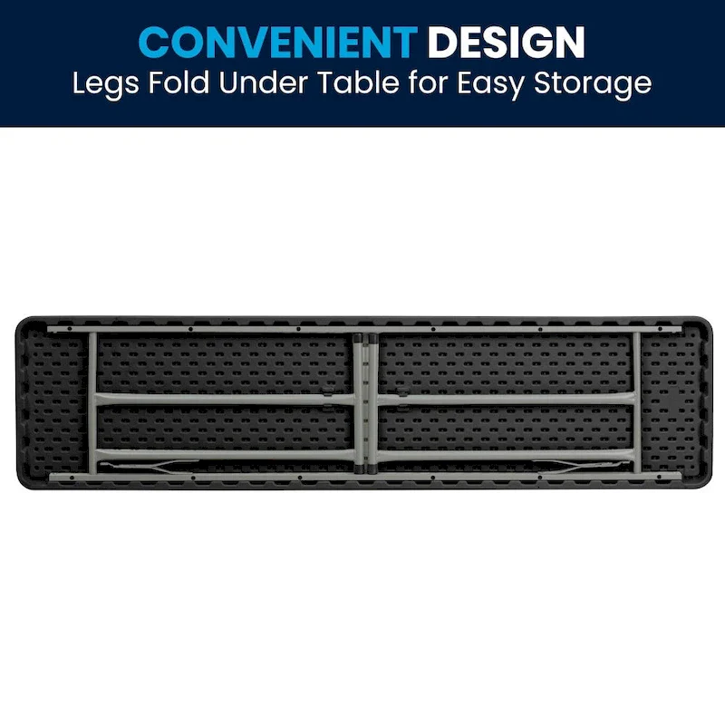 6-Foot Rectangular Granite White Plastic Folding Training Table