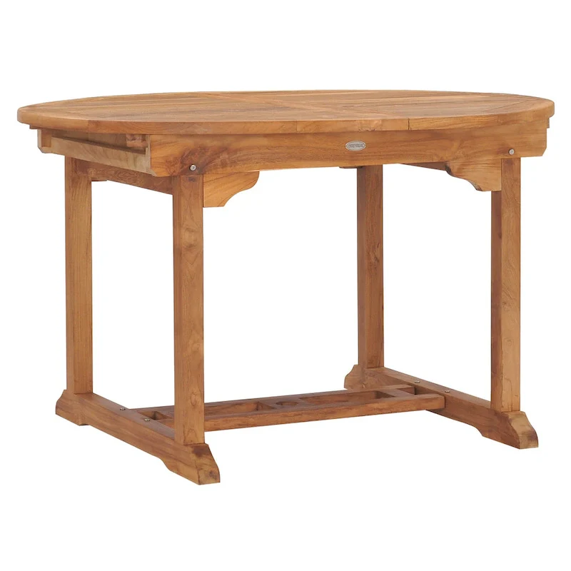 Chic Teak 7 Piece Teak Wood Miami Patio Dining Set with Round to Oval Extension Table, 2 Arm Chairs and 4 Side Chairs