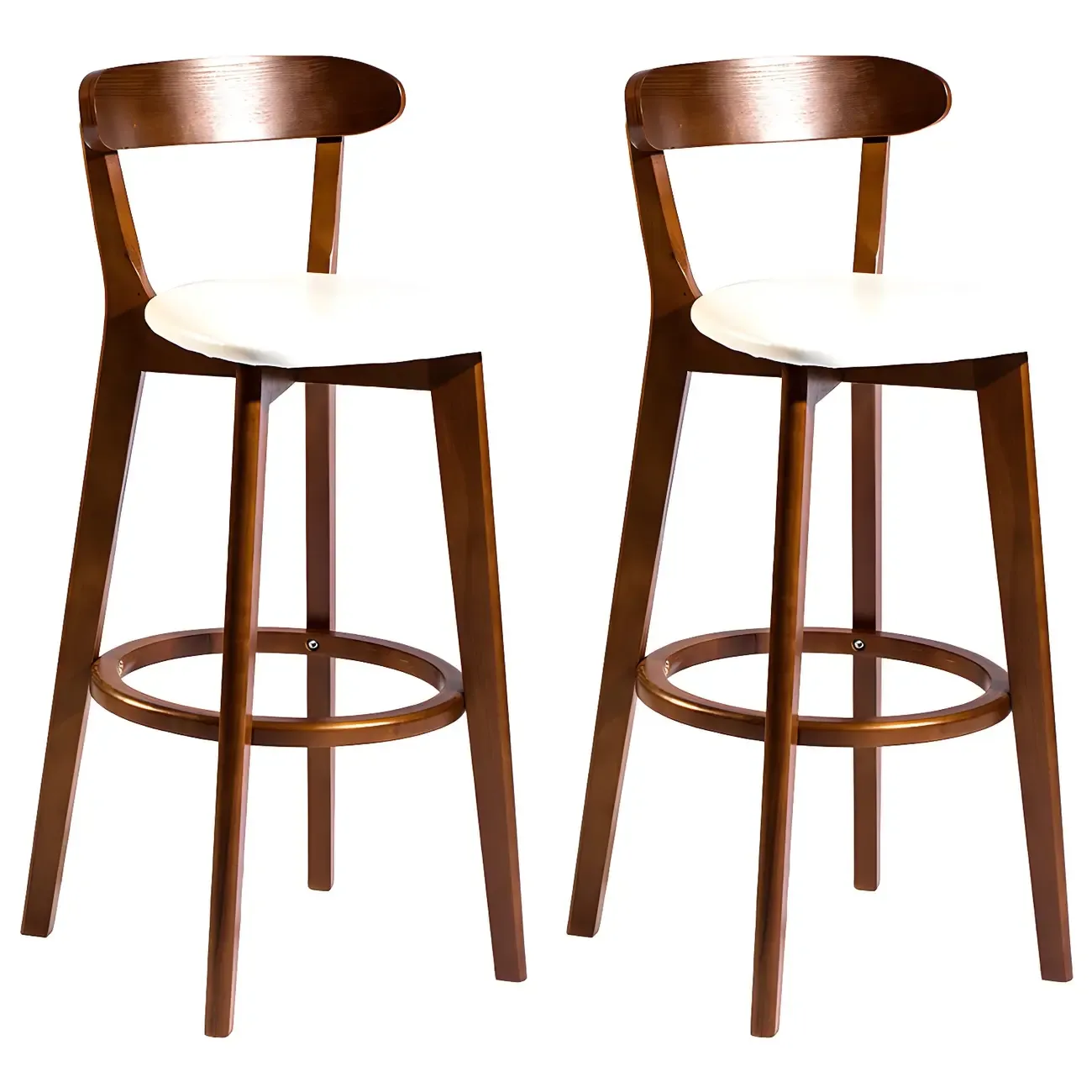 Wooden Upholstered Low Back Bar Height Stools Set of 2