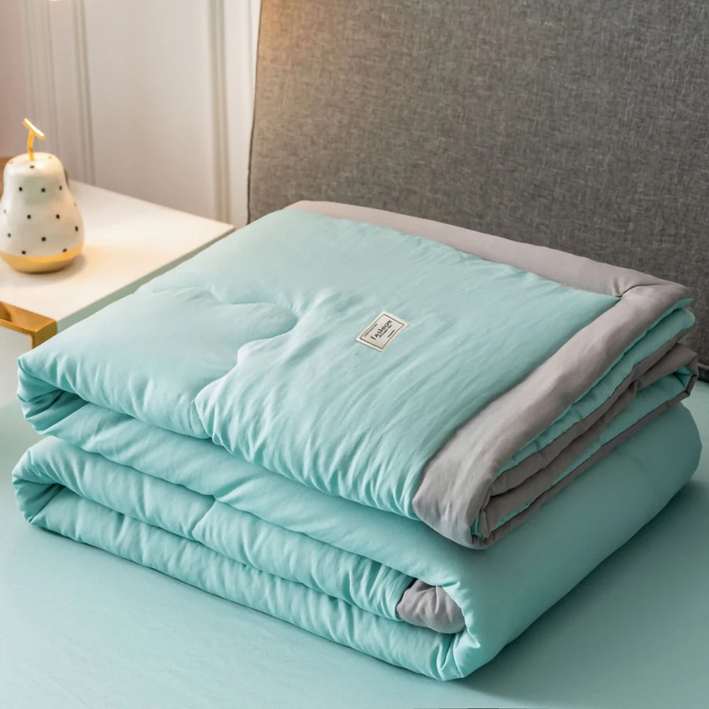 HULIANFU Summer Air Conditioning Quilt Washed Cotton Throw Blanket Quilting Thin Comforter Cooling Duvet Quilted Quilt Solid Color - Deanwangkt