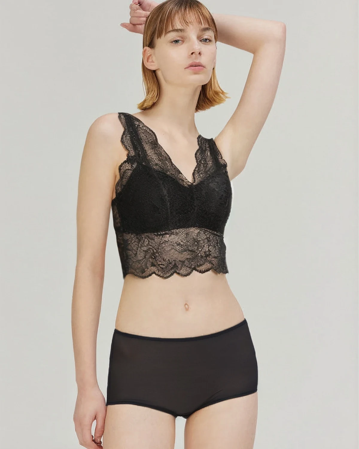 French Lace Bra, Silk Blend Tank-Style Bra for Women, Sexy Beauty-Back Silk Camisole Underwear
