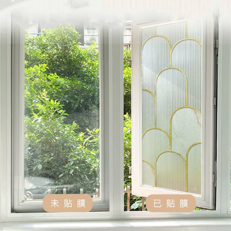 HULIANFU No Glue Artistic Pattern Window Frosted Glass Sticker Opaque Toilet Anti-lighting Bathroom Film Anti-peep Shading Window Paper - Deanwangkt