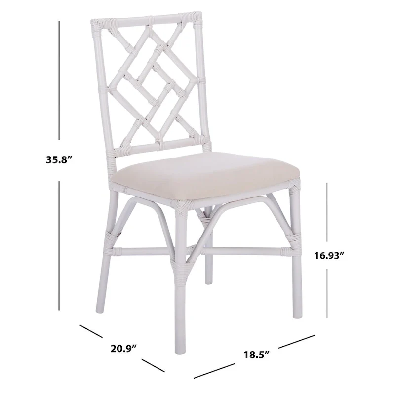 SAFAVIEH Maye Rattan Accent Chair with Cushion (Set of 2) - 18.5 W x 20.9 L x 35.8 H - 19Wx21Dx36H