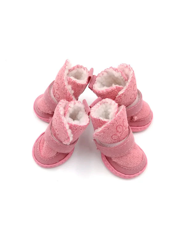 HULIANFU S-XXL Winter Warm Shoes for Dogs 4Pcs/Set Cute Dog Boots Snow Walking Cotton Blend Puppy Sneakers Pet Supplies - Deanwangkt