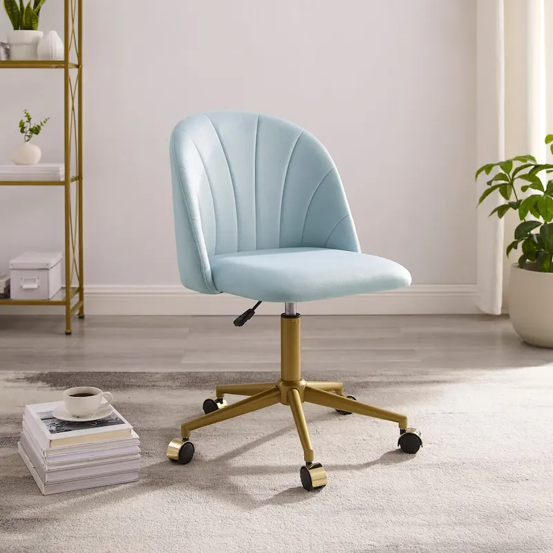 Aubrie Velvet Curved Swivel Desk Chair